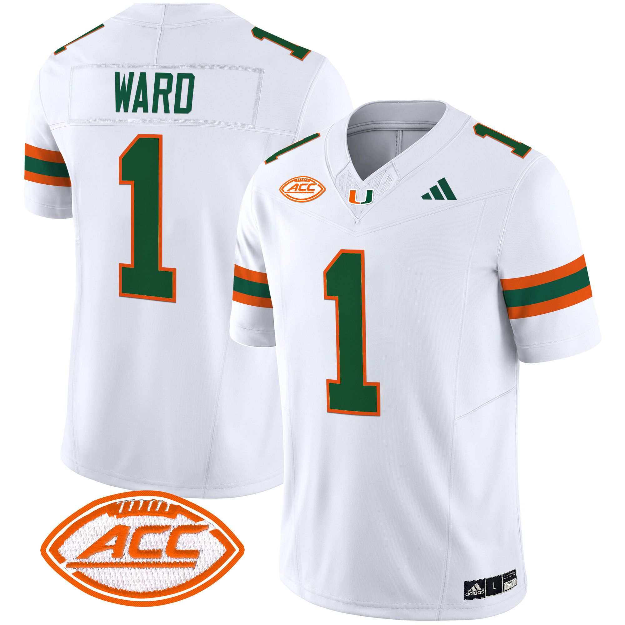 Men Miami Hurricanes #1 Ward White 2024 Vapor Limited NCAA Jersey->ncaa teams->NCAA Jersey